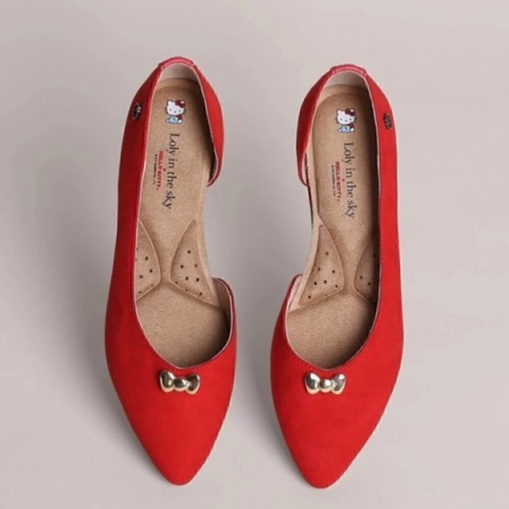 Loly in the Sky x Hello Kitty Red Suede Loafer Flats Size 5 NEW - Picture 3 of 10